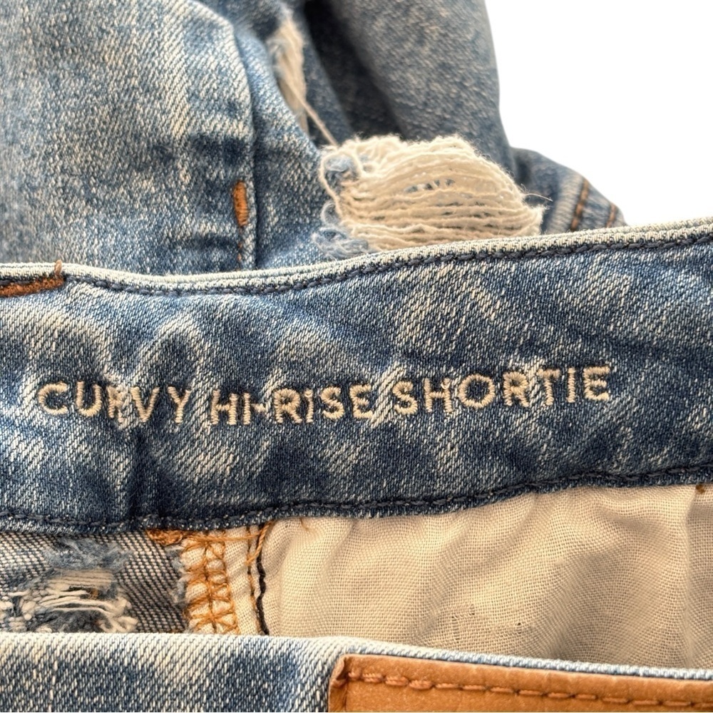 American Eagle Curvy Hi Rise Shortie Shorts Size 4 Next Level Stretch Distressed - Picture 7 of 13